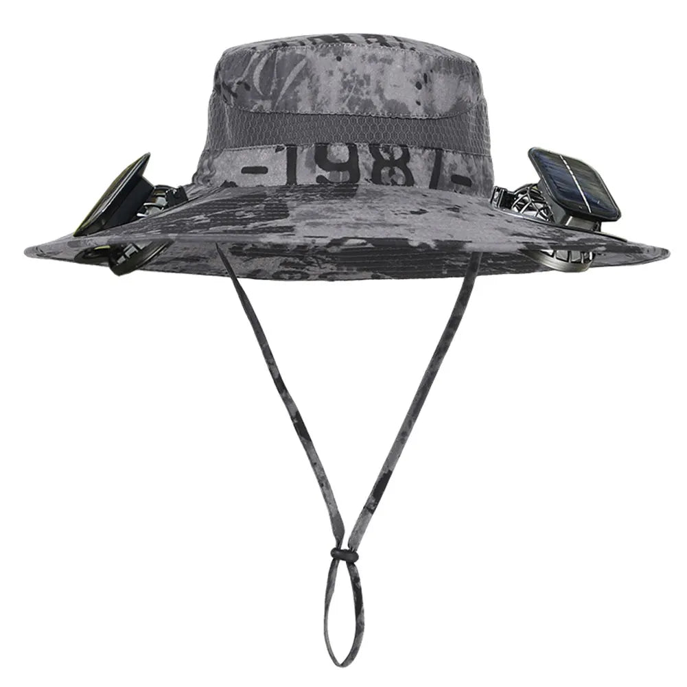 Solar Fan Hat Sun Hat with 2 Solar Fan Outdoor Fishing Hat Summer Cap for Men Outdoor Camping Fishing Hiking