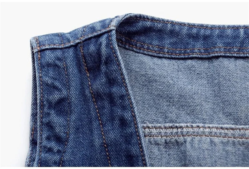 Fashion Denim Vest Female Streetwear V Neck Women Vest Summer Large Size Waistcoat Jeans Tops Sleevless Jacket Chaleco Mujer 6XL