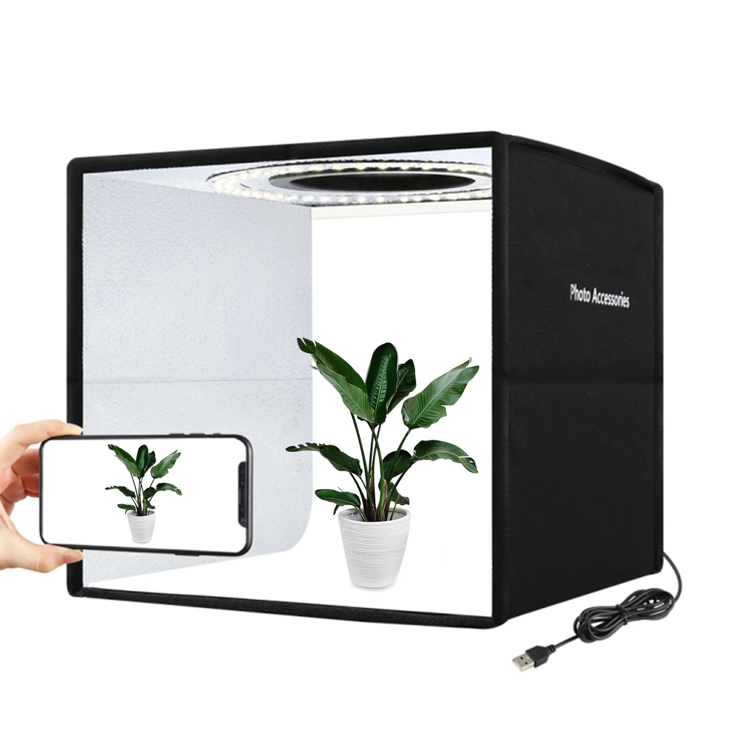 245mm Desktop Photo Studio Light Box Photography Adjustable Brightness Shooting Tent Kit With 96LED Lights 12 Colors Backdrops