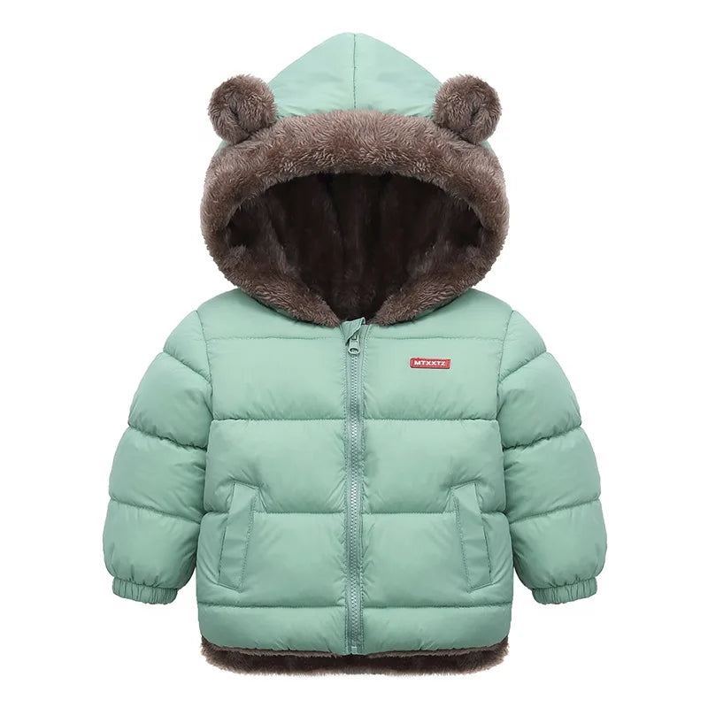 Boys Girls Thick Jackets Winter Kids Padded Fleece Warm Coats Children Hooded Cotton Outerwear Kids Clothes Cashmere Snowsuit