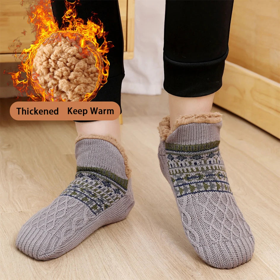 1 Pair Warm Winter Non-slip Floor Socks Women Men Snow Socks Sleep Carpet Socks Slippers Comfortable Soft Non-slip Yoga Socks