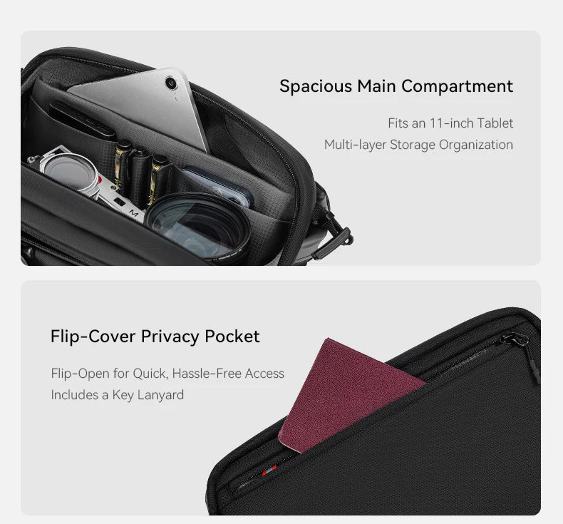 ReeYee A6 4.5L Large Sling Bag, Durable Cordura Waterproof Crossbody Pack, Smart Organization Anti-Theft Shoulder Bag