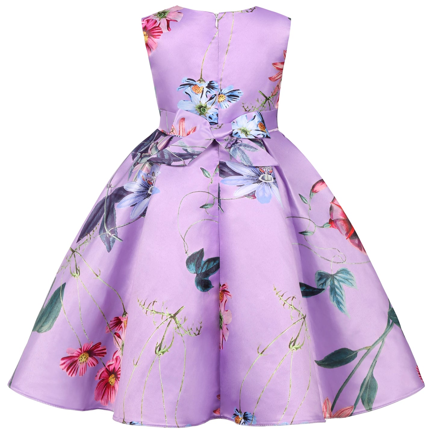 2025European and American children's new flower vintage print princess dress girl holiday party dress dress