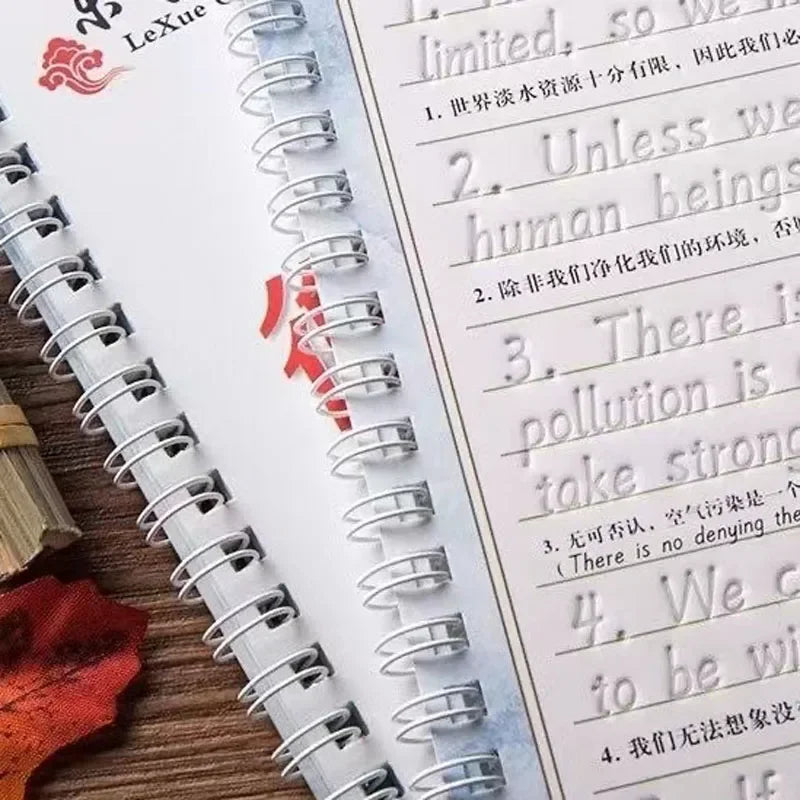 English Reusable Magic Book Copybook for Calligraphy Learning Alphabet Word Short Sentence Composition Handwriting Practice Book