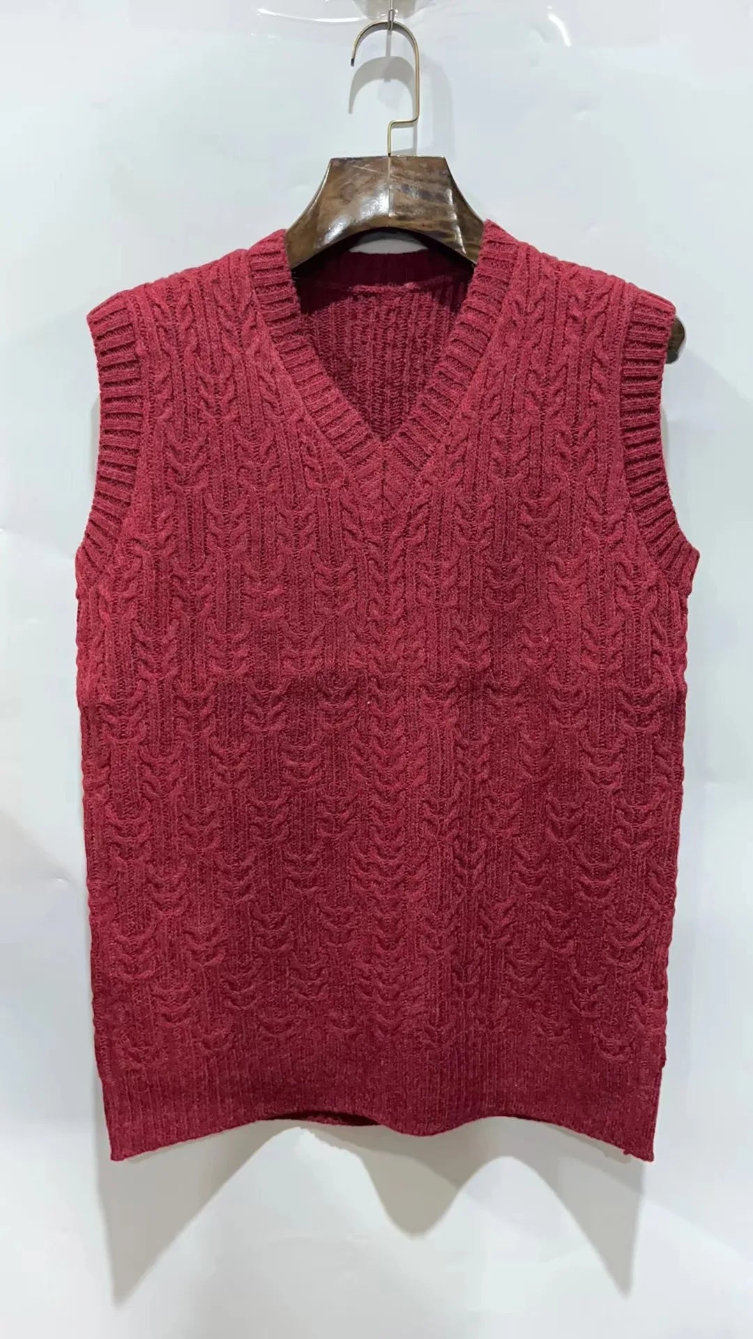 2025 Men's Autumn Winter Warm Casual Knitted Sweater Vest  Sleeveless V Neck Fleece Western Sweaters for Men Sueter Para Hombre