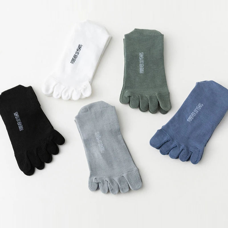 5 Pairs Toe Socks Men Short Breathable Mesh Cotton Casual Thin High Quality Five Finger Socks Low Cut Sports Running Ankle Socks