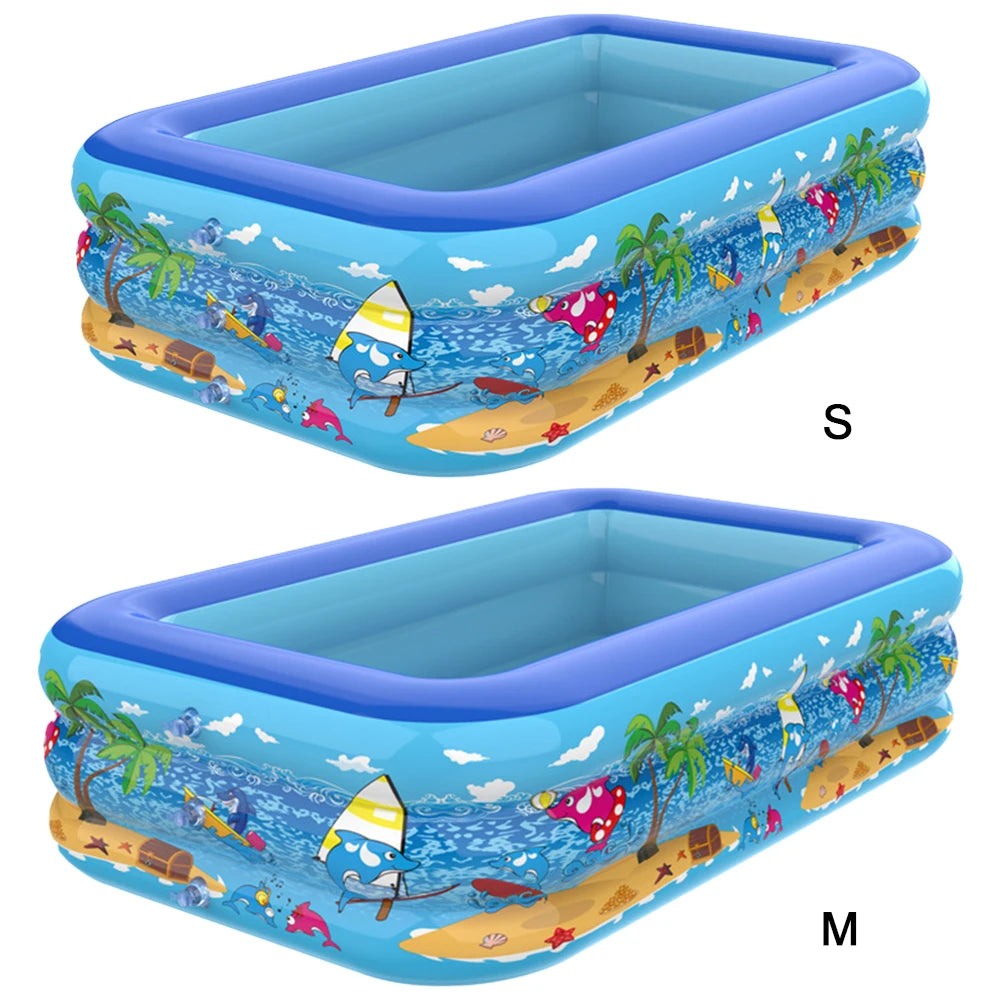 111-120cm Inflatable Swimming Pool PVC Framed Swimming Pool Cartoon Pattern Thickening Swimming Pool for Summer Outdoor Indoor