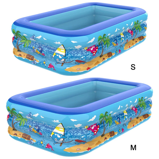 111-120cm Inflatable Swimming Pool PVC Framed Swimming Pool Cartoon Pattern Thickening Swimming Pool for Summer Outdoor Indoor