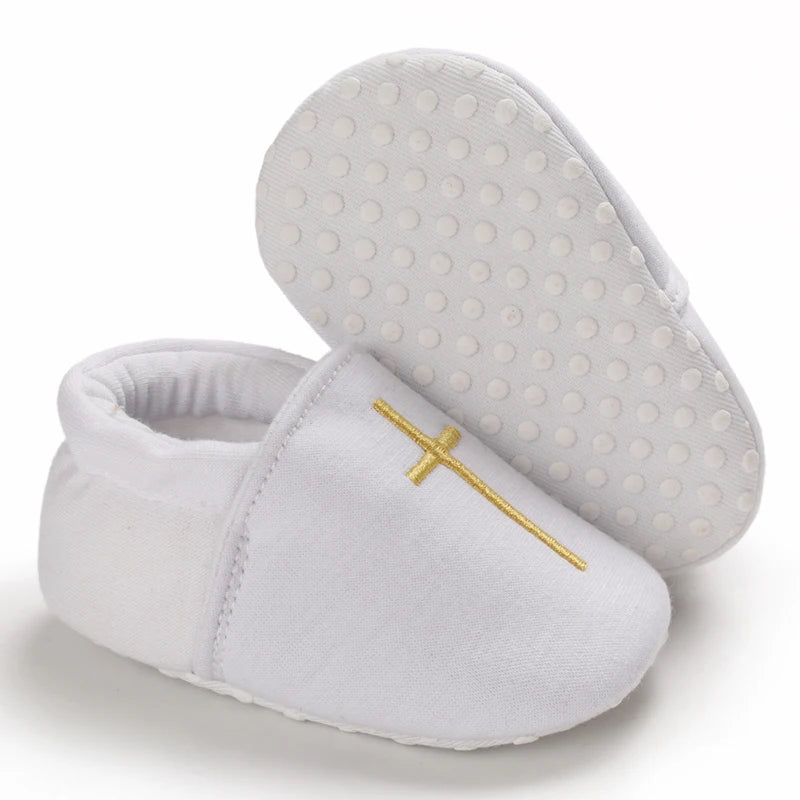 0-18 Months Infant Spring Shoe Newborn Infant Girls and Boys Recreational Baptism Non-Slip Walking Shoe White Soft-soled Sneaker