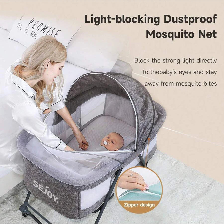 Sejoy 3 in 1 Rocking Crib Baby Bassinet Newborn Beside Sleeper Infant Sleeping Bed Convertible