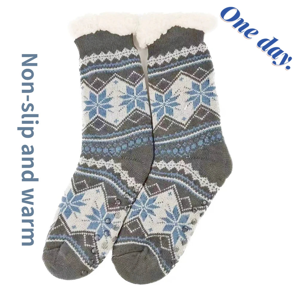 Mens Fluffy Sock Thermal Winter Warm Short Soft Non Slip Floor Fuzzy Fleece Plush Grip Sleeping Slipper Sock Male Christmas Gift