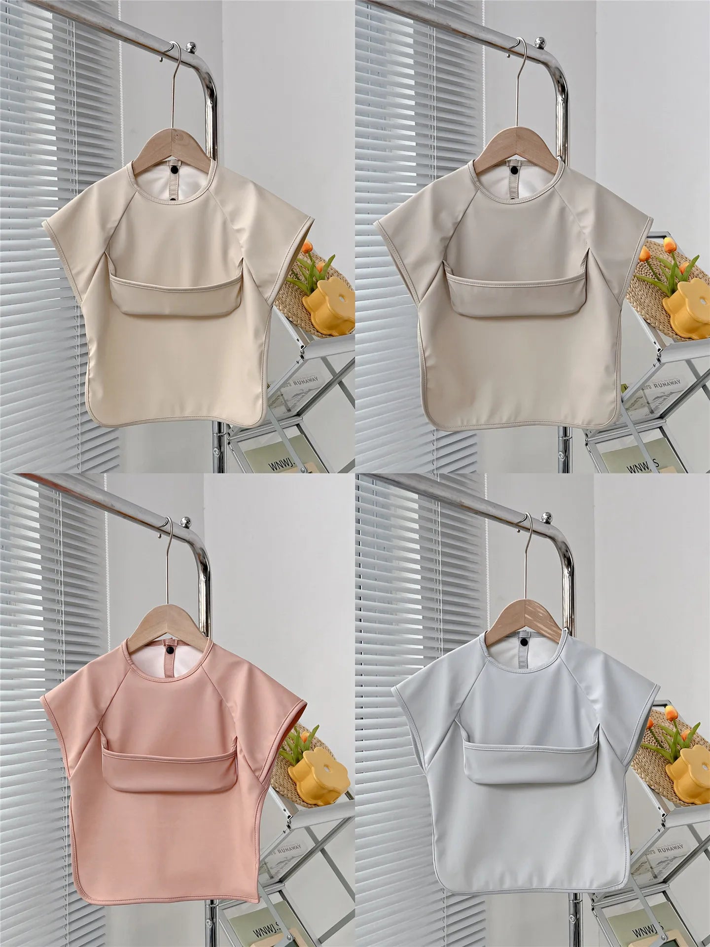 Waterproof PU Infant Sleeveless Bib Baby Feeding Bib Kids Apron Bibs Newborn Burp Cloths for Children Painting Art Smock