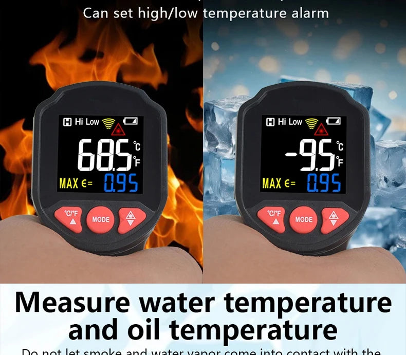 -50~800℃ Digital Thermometer Infrared Thermometers  Non-contact Pyrometer Kitchen Laser Temperature Meter Hygrometer Mestek