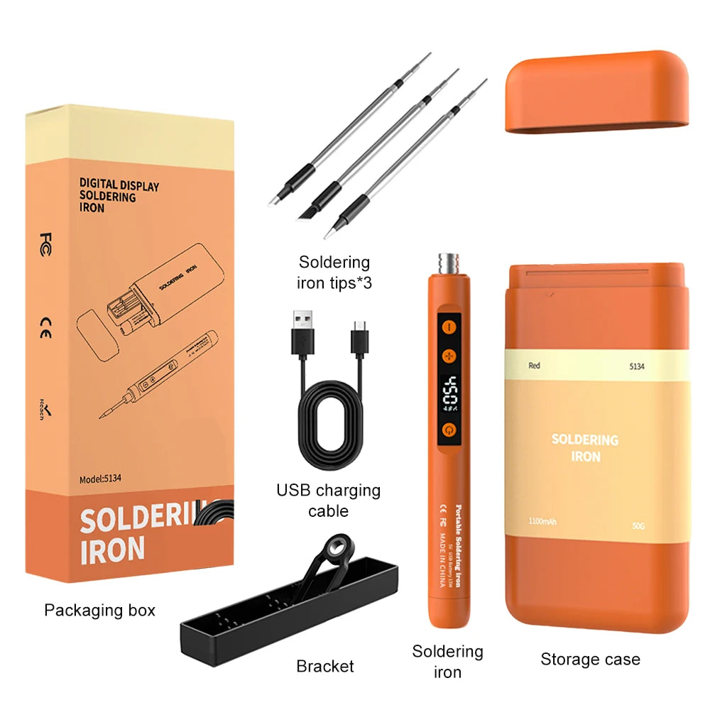8-15W Type-C Digital Electric Soldering Iron Kit Intelligent Adjustable Temperature Fast Heating Mini Solder Irons Repair Tool