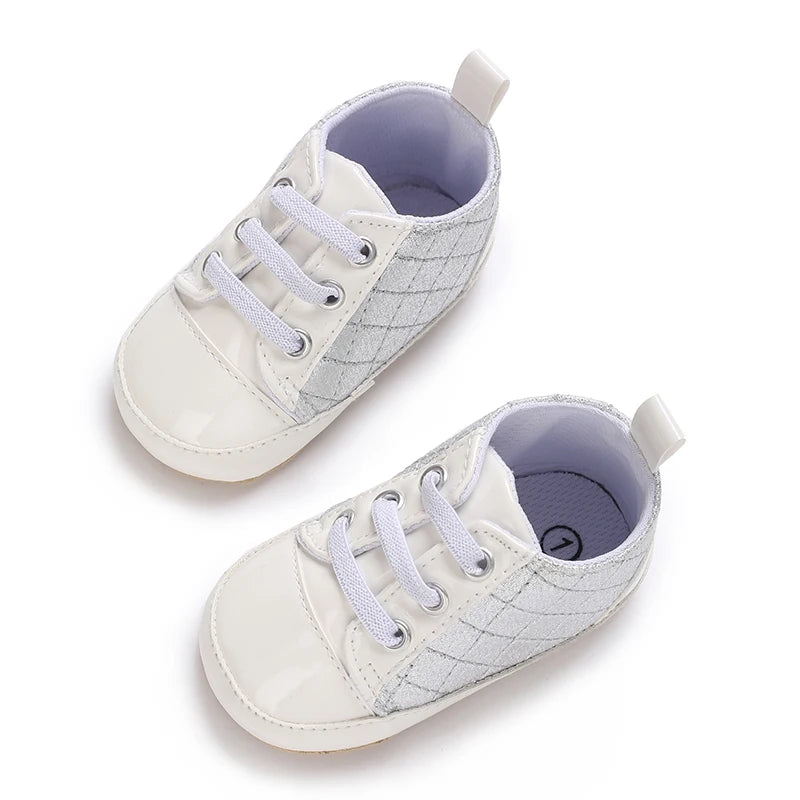 0-18 Months Infant Spring Shoe Newborn Infant Girls and Boys Recreational Baptism Non-Slip Walking Shoe White Soft-soled Sneaker