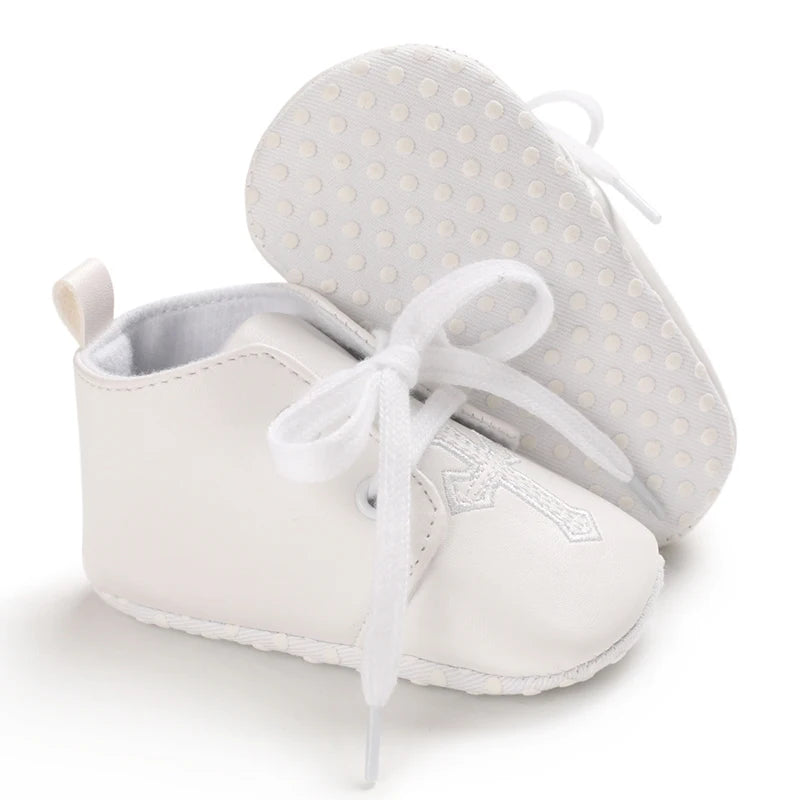 0-18 Months Infant Spring Shoe Newborn Infant Girls and Boys Recreational Baptism Non-Slip Walking Shoe White Soft-soled Sneaker
