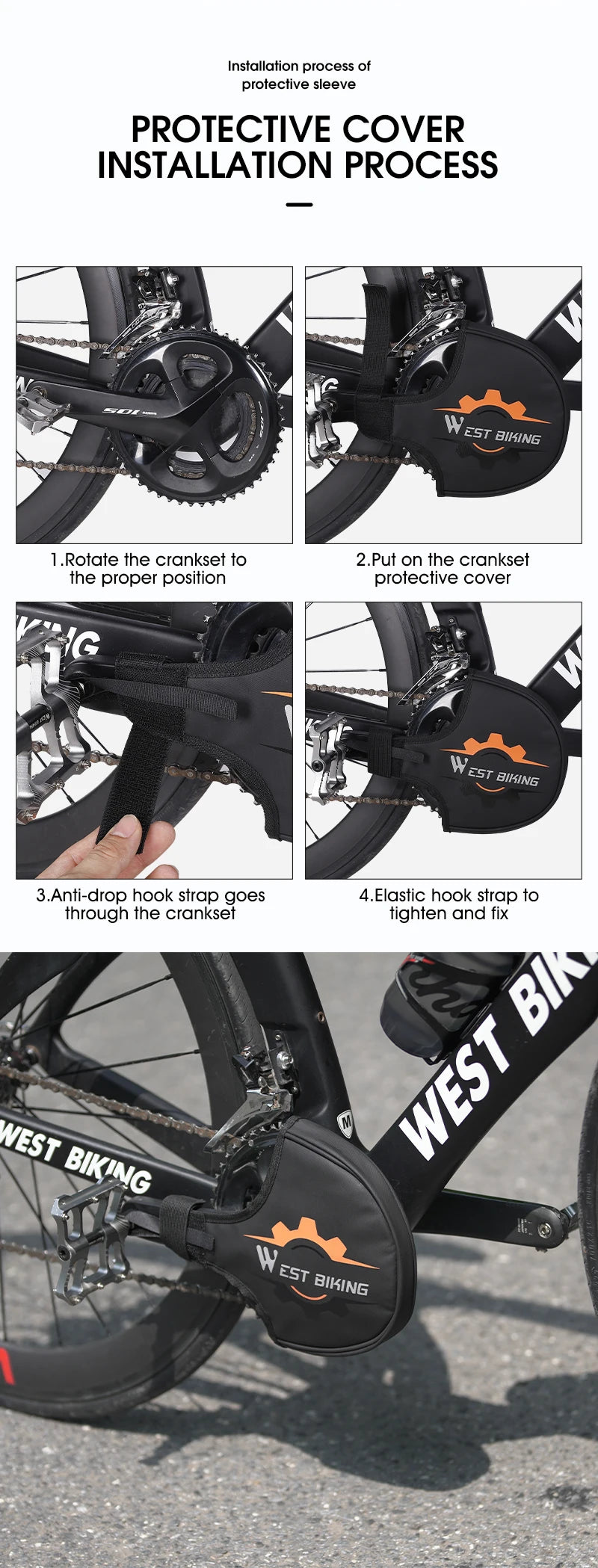 WEST BIKING Bicycle Crankset Protective Cover Waterproof Wear-resistant Chainring Protector Cover MTB Road Bicycle Accessories