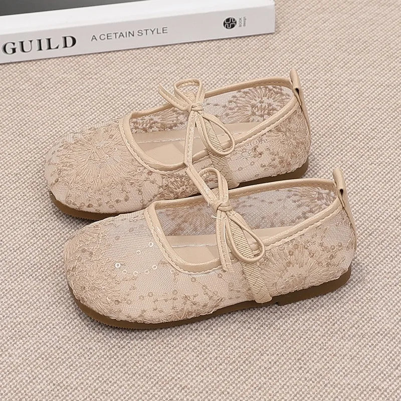Girls Spring Summer Shoes Newly Comfort Soft Sole Kids Shoes Breathable Non-Slip Casual Sandals Flexible Elegant Princess Flats