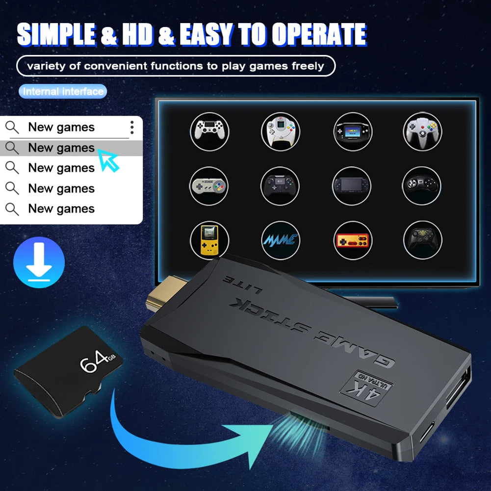 M8 PRO 4K Video Game Console Wireless Controller Gamepad Built-in 10000+ Games Handheld Game Player HD TV Game Stick for PS1 GBA