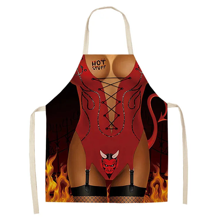 1 Pcs Sexy Female Superhero Printed Cotton Linen Apron Captain Waistline Adult kids Sleeveless Halter Apron Capitaine Amerique