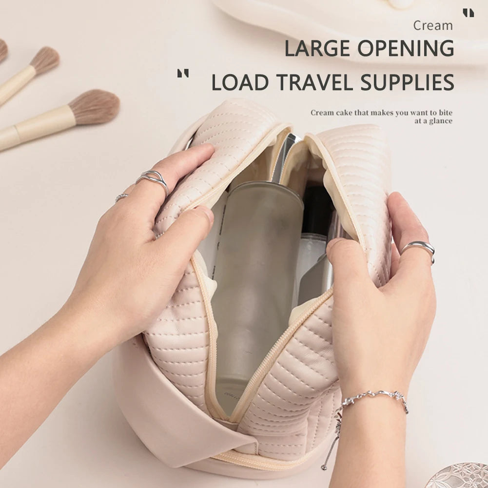 Girls Cosmetic Bag for Makeup PU Leather Make Up Organizer Case Handbag Women Travel Toiletry Storage Pouch Make Up Case