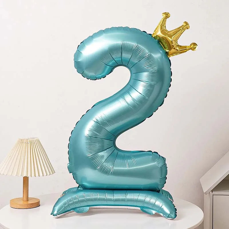 40 Inch Birthday Number Ballons New Girls Princess 10 TH Birthday Blue Crown Balloons Wedding Party Ballons Jumbo Number Balloon
