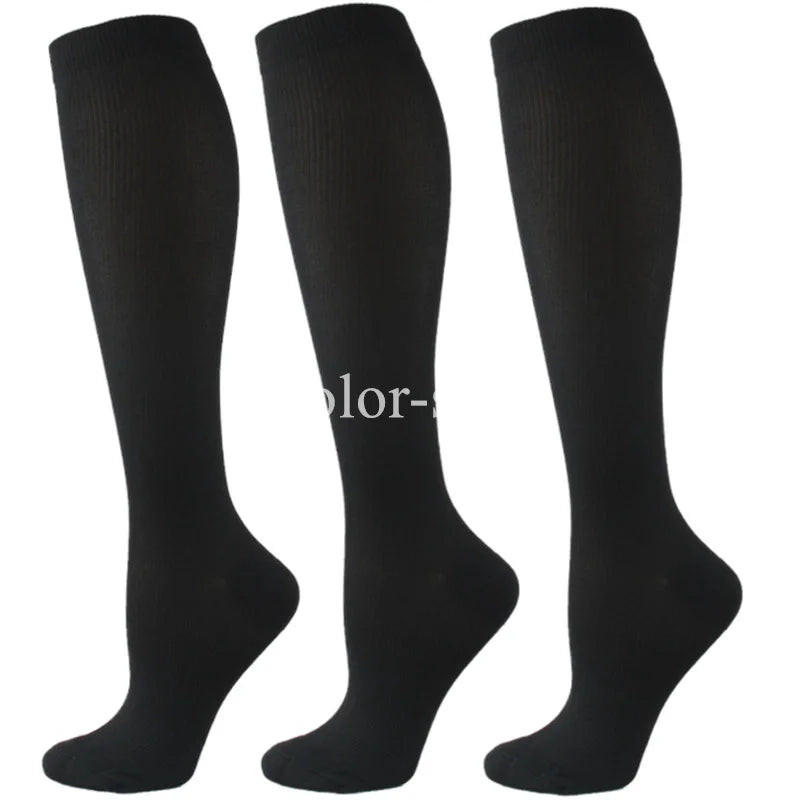 3 Pairs Lot Pack Compression Socks Running Men Women Floral Prints Stockings Sports Anti-Fatigue Compression Socks Bulk Sales
