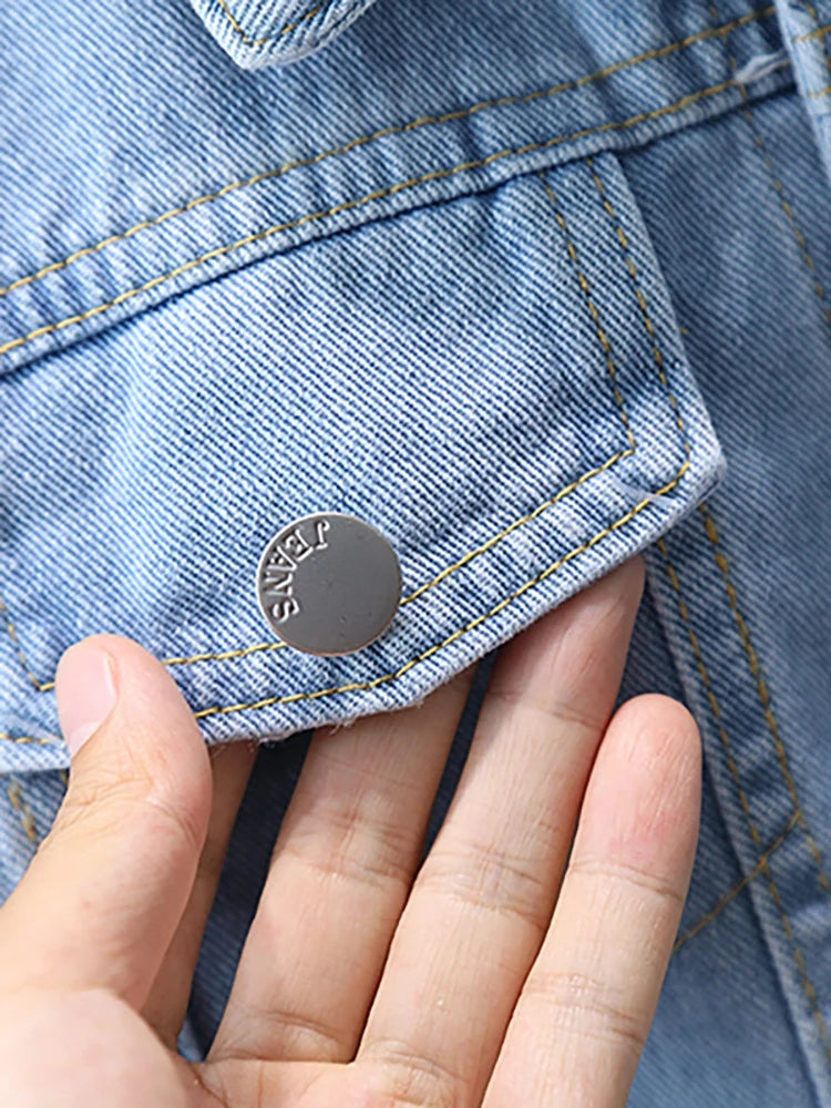 2024 Spring and Autumn Boys Simple Pocket Long sleeved Lapel Single breasted Denim Coat Casual Coat 1-8Y