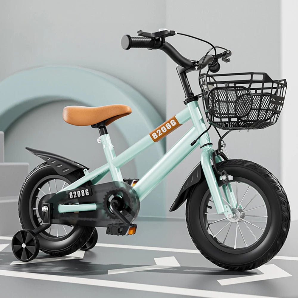 Kids Bike Bicycle for Girls Ages 3-7 Years with Training Wheels Basket Kids Bicycle