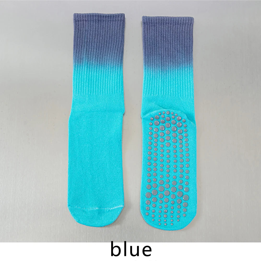 Colourful Women Sports Socks Cotton Mid-tube Bottom Professional Non-slip Silicone Indoor Fitness Socks Dance Pilates Yoga Socks