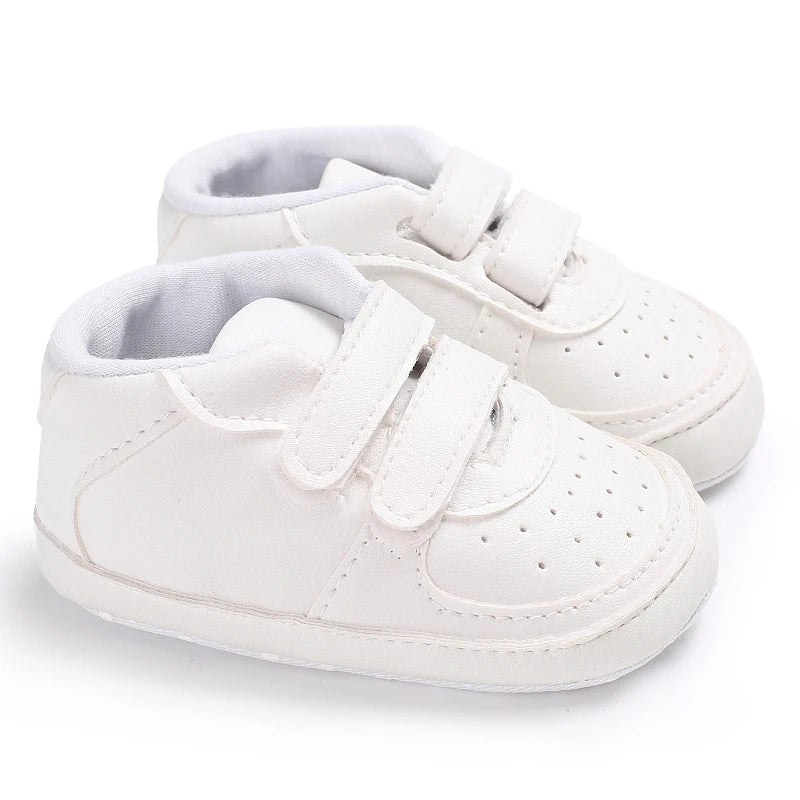 0-18 Months Infant Spring Shoe Newborn Infant Girls and Boys Recreational Baptism Non-Slip Walking Shoe White Soft-soled Sneaker
