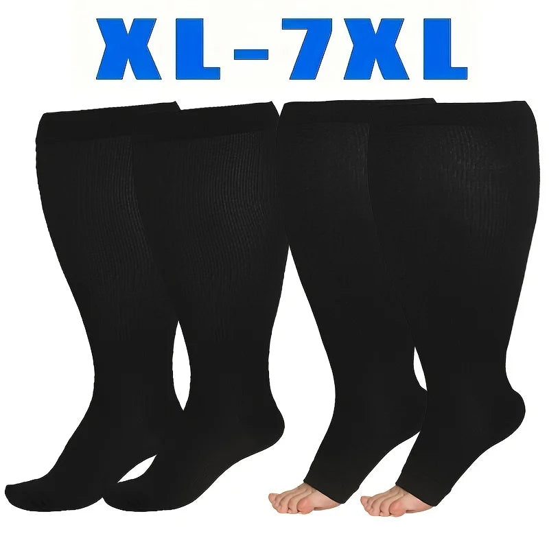 1 Pair of Extra Large Size Compression Socks for Men and Women with Wide Calf Knee Length Breathable Xl 2xl 3xl 4xl 5xl 6xl 7xl