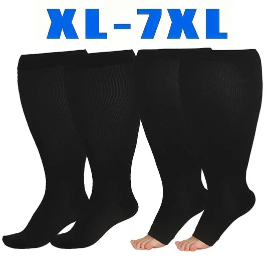 1 Pair of Extra Large Size Compression Socks for Men and Women with Wide Calf Knee Length Breathable Xl 2xl 3xl 4xl 5xl 6xl 7xl