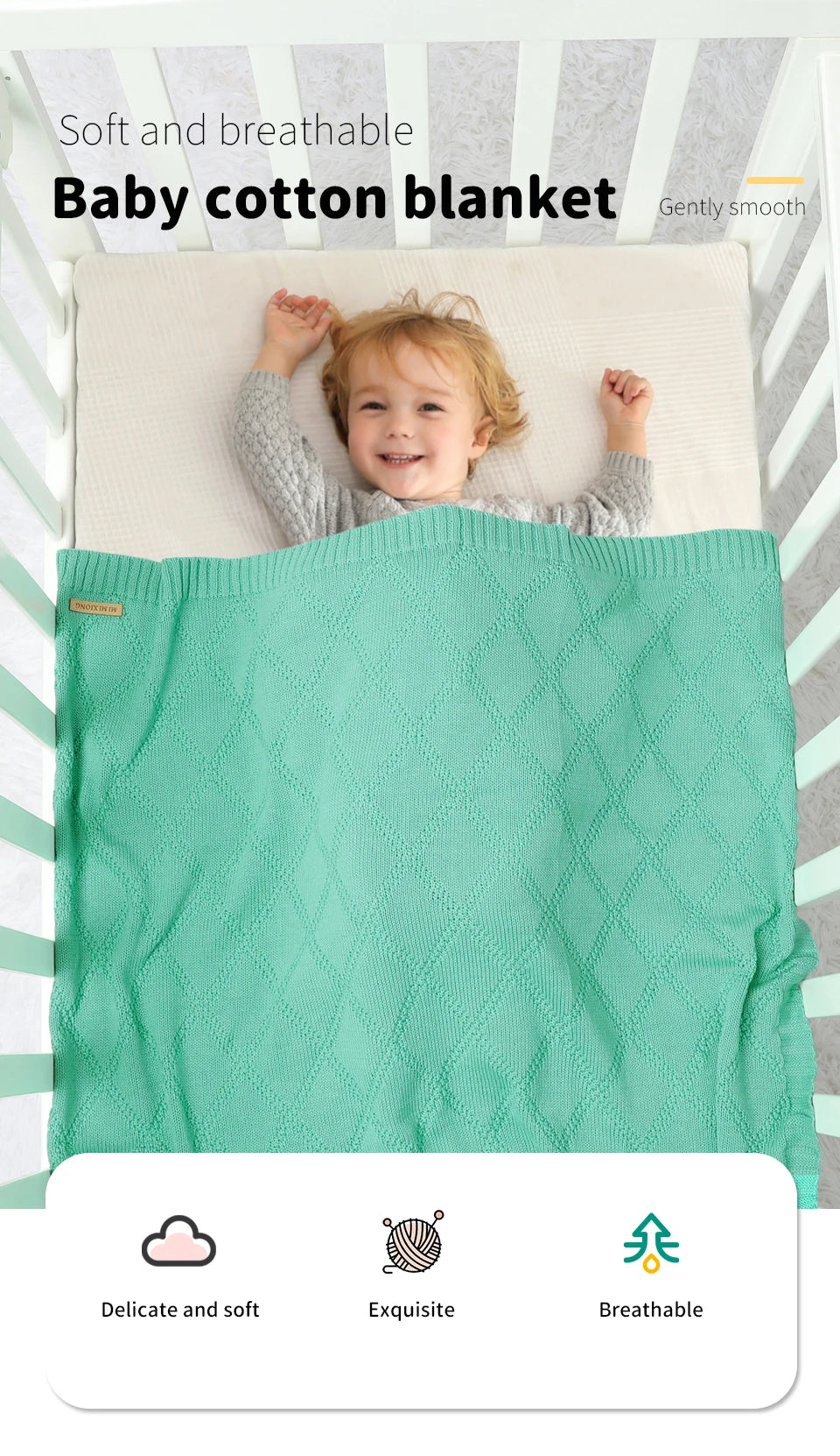 Cotton Baby Blankets Super Soft Newborn Infant Boy Girl Stroller Nursery Cover Quilts 90*70cm Toddler Outdoor Throw Playing Mats