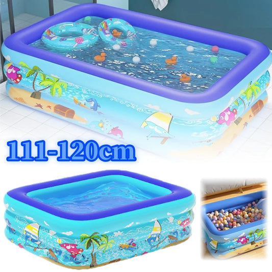 111-120cm Inflatable Swimming Pool PVC Framed Swimming Pool Cartoon Pattern Thickening Swimming Pool for Summer Outdoor Indoor