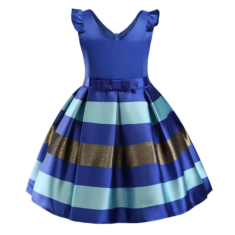 Baby Girls Flower Striped Dress For Girls Floral Wedding Party Dresses Kids Princess Christmas Dress Children Girls Clothing
