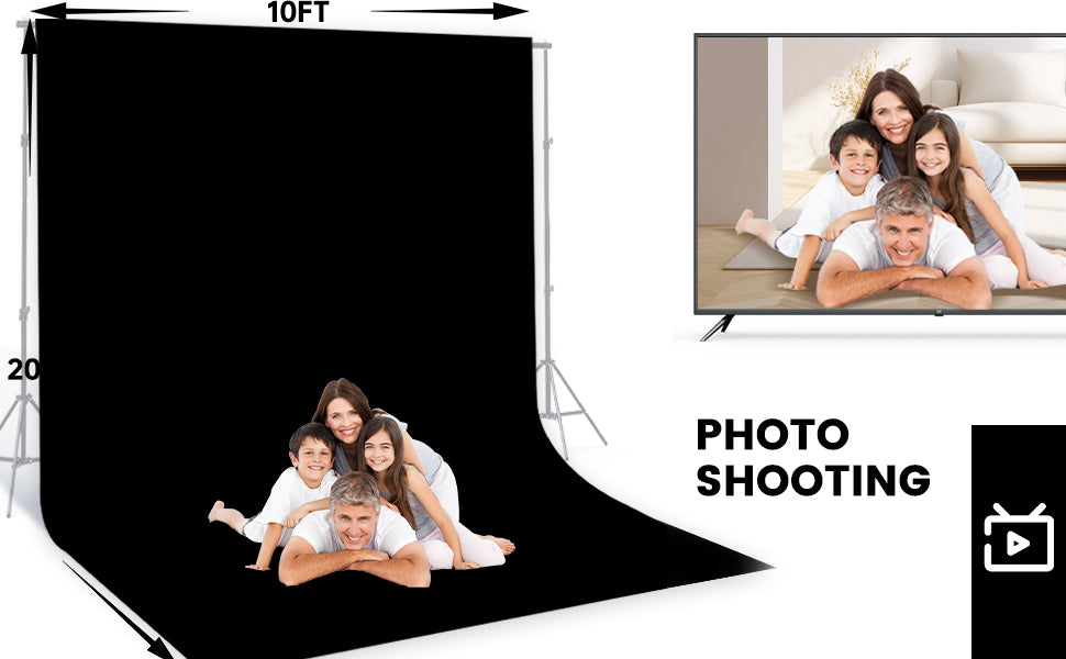 HUANYINGBJB Photography Background Backdrop Cloth Black Screen Muslin Cotton Fabric Chroma key For Photo Studio Video Portrait