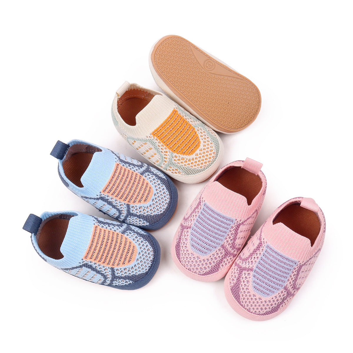 Baby walking shoes, baby mesh flying woven shoes, 0-1 year old spring and autumn anti-slip walking shoes