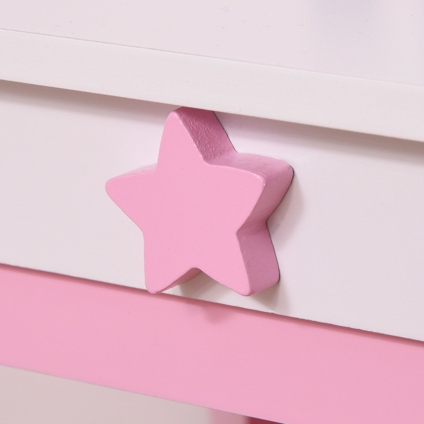 HOMCOM Unicorn-Designed Girls Dressing Table with Mirror for Toddles Girls Age 3-6 Years, Acrylic Mirror, Pink and White